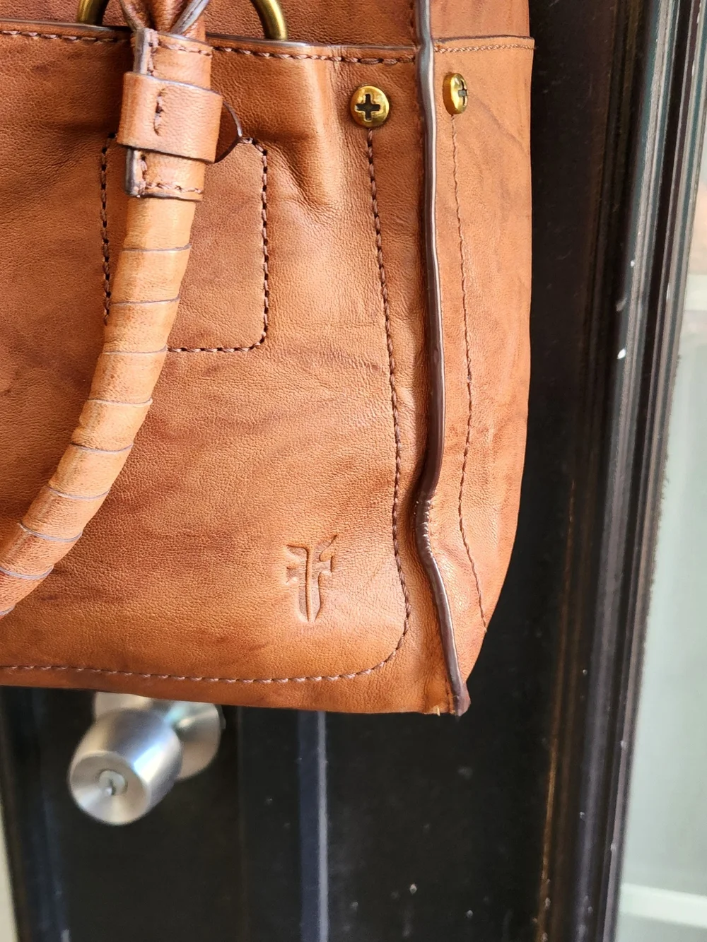 Frye Classic Brown Leather Tote Bag with Chain Strap